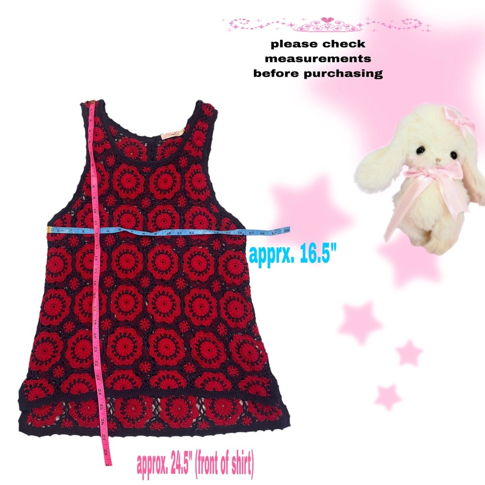 red and black crochet tank - Picture 3 of 4